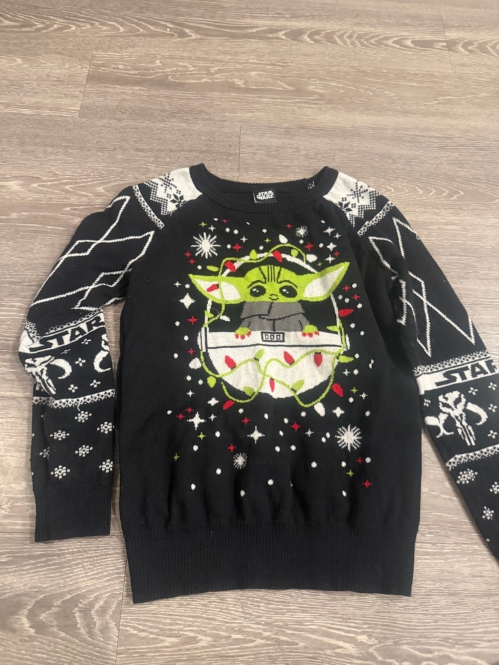 Star Wars Baby Yoda Grogu Ugly Christmas Sweater Black Holiday Size M